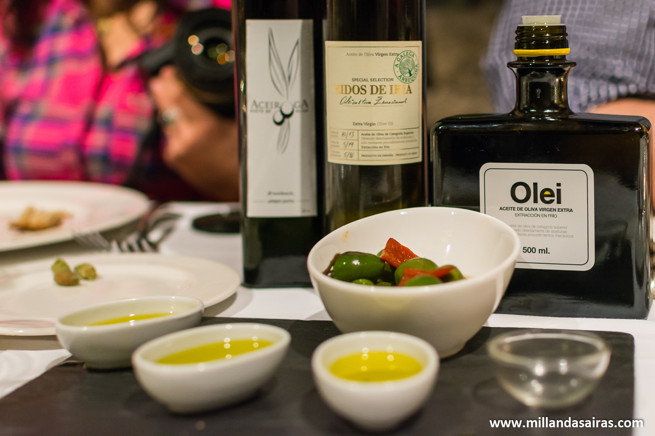 Cata de aceites gallegos y olivas